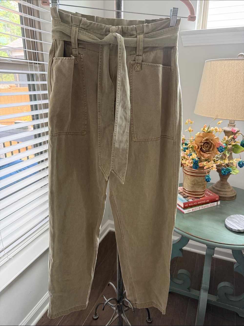 Rails Olive High Waist Paper Bag Trouser